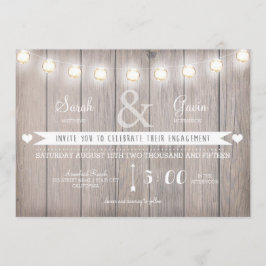 Convite para Noivados Rustic Lights