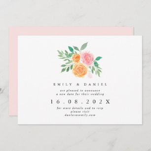 Convite para Nova Data de Casamento Floral Laranja