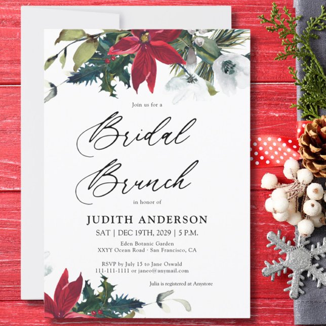 Convite para Noverno de Poinsettia Bridal Brunch (Criador carregado)