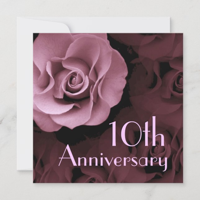 Convite para o 10.º aniversário - Rosa PINK (Frente)