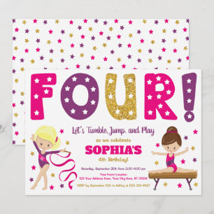 Convite para o 4.º Aniversário Rosa quente