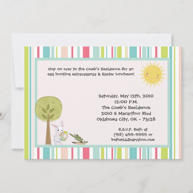 Convite para o almoço de Páscoa de coelho coelho c (Frente)