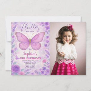 Convite para o aniversário da borboleta roxa