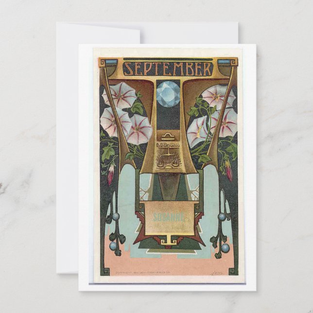 Convite para o aniversário da Libra Zodiac em sete (Frente)