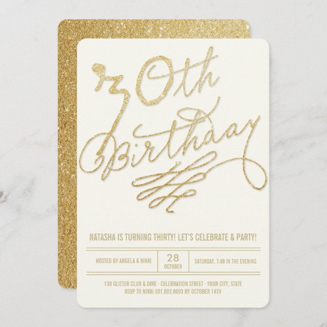 Convite para o aniversário de 30 anos do Glitter G (Frente/Verso)