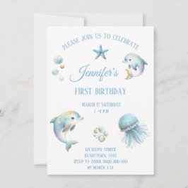 Convite para o aniversário de animais do Oceano Ce