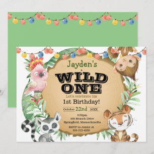 Convite para o aniversário de animais selvagens um