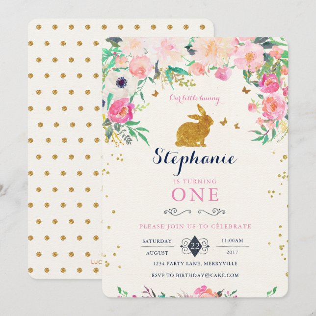 Convite para o aniversário de Bunny (Frente/Verso)