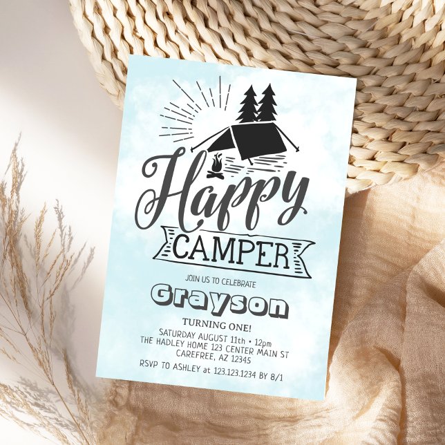 Convite para o Aniversário de Camper Feliz (Criador carregado)