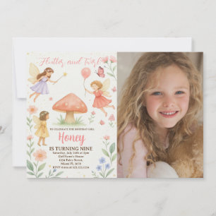 Convite para o aniversário de fadas selvagens com 