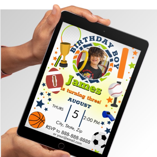 Convite para o aniversário de fotos do Esporte (Criador carregado)