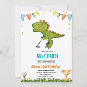 Convite para o aniversário de golfe do Dinossaur