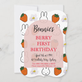 Convite para o aniversário de Strawberry Bunny