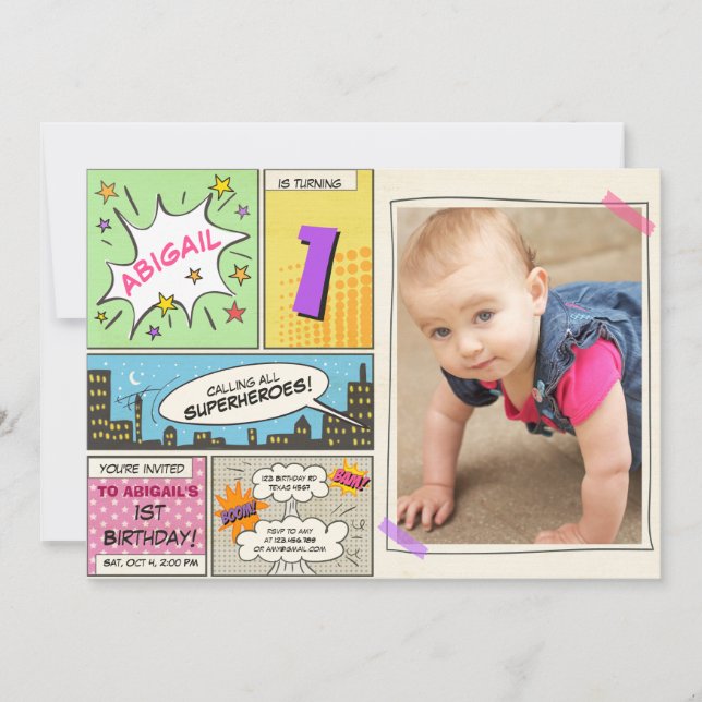 convite para o aniversário de super-heróis (Frente)