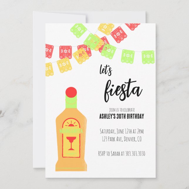 Convite para o Aniversário do Adulto Fiesta (Frente)