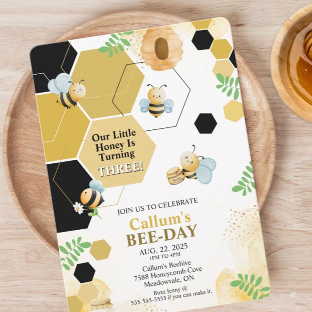 Convite para o Aniversário do Dia da Abelha (Bee theme kid's birthday invitation)