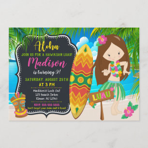 Convite para o aniversário do Luau Convite para a 