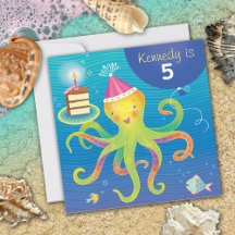 Convite para o Aniversário do Octopus Personalizad