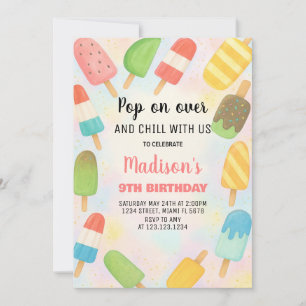 Convite para o Aniversário do Popsicle Moderno