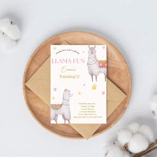 Convite para o aniversário do tema Llama Fun Lama