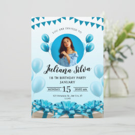 Convite para o Aniversário Moderno Azul