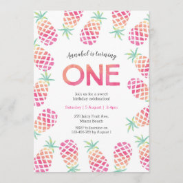 Convite para o aniversário tropical de pinanás ros