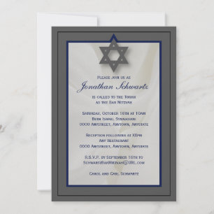 Convite para o Bar Elegante Mitzvah na Cinza