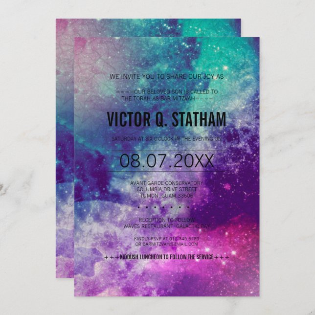 Convite para o Bar Mitzvah, da Galáxia Smokey (Frente/Verso)