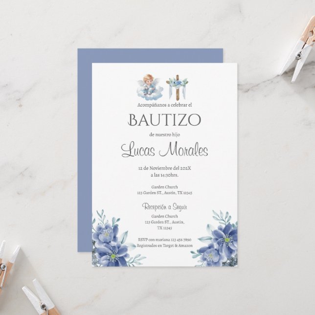 Convite para o Batismo Espanhol (Frente/Verso In Situ)