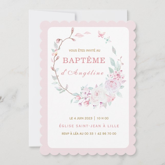 Convite para o batizado de nossa filha (Frente)
