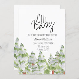 Convite para o bebê da Floresta de inverno de neve