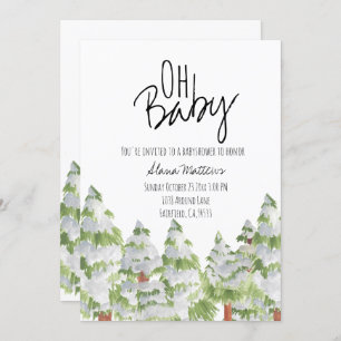 Convite para o bebê da Floresta de inverno de neve