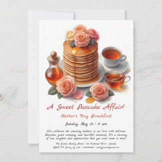 Convite para o café da manhã - Rosas de panquecas