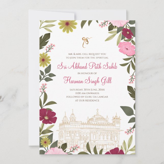 Convite para o caminho da Sukhmani digital ou Akha (Frente)