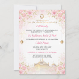 Convite para o Caminho Sukhmani Sahib Floral Rosa
