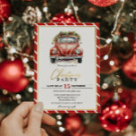 Convite para o Cartão de Vintagem Vermelho do Part<br><div class="desc">Convite de festas de Natal com carro vintage de aquarela. Coincide com itens no meu compro.</div>