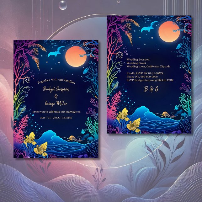 convite para o casamento da vibe costeira azul (Criador carregado)