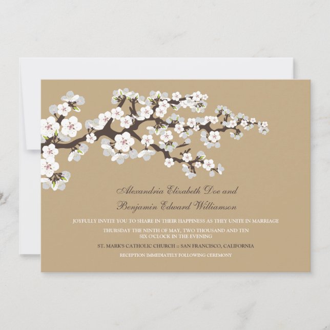 Convite para o casamento de Cherry Blossoms (champ (Frente)
