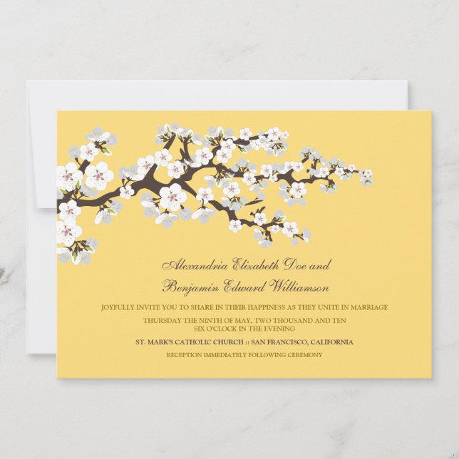 Convite para o casamento de Cherry Blossoms (limão (Frente)