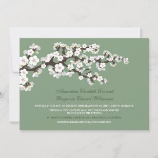 Convite para o casamento de Cherry Blossoms (verde