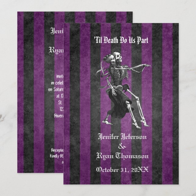 Convite para o casamento de gótica de halloween (Frente/Verso)