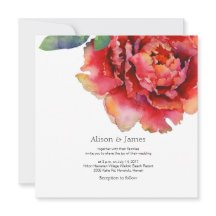 Convite para o casamento de peônias elegantes