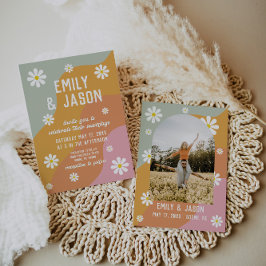 convite para o casamento de retro groovy 70