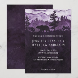 Convite Para O Casamento De Ursos Das Montanhas Roxo Escur