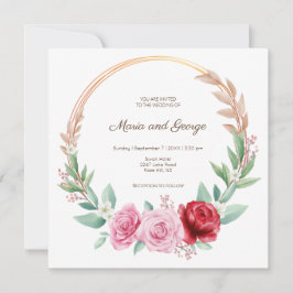 convite para o casamento do ouro floral wreath boh