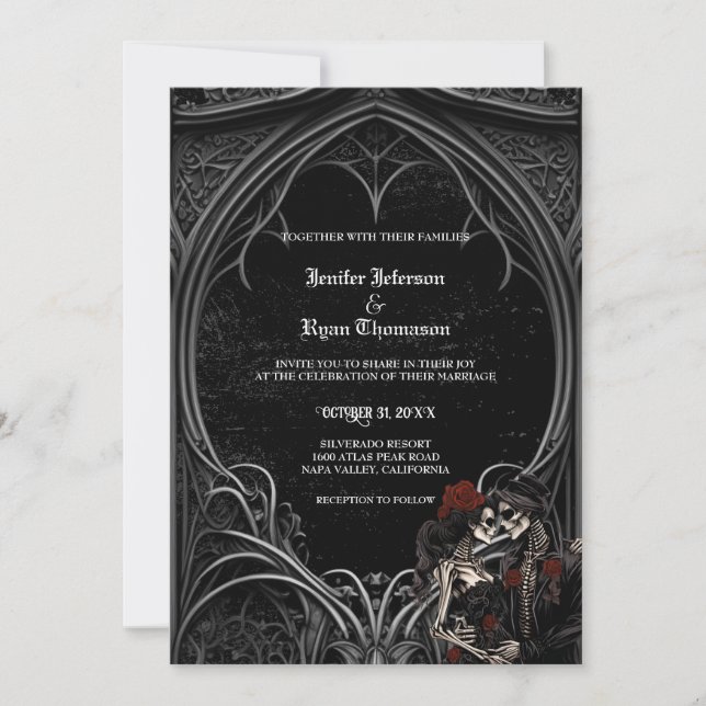 Convite para o casamento elegante de halloween (Frente)