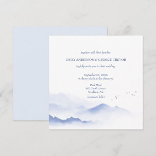 Convite para o casamento entre montanhas e aves az