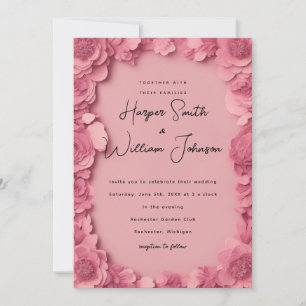 convite para o casamento floral de barbiecore