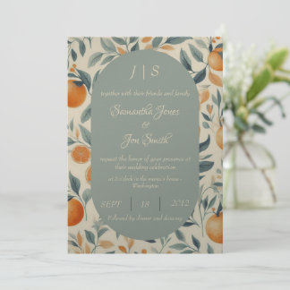 Convite para o casamento floral de laranjas