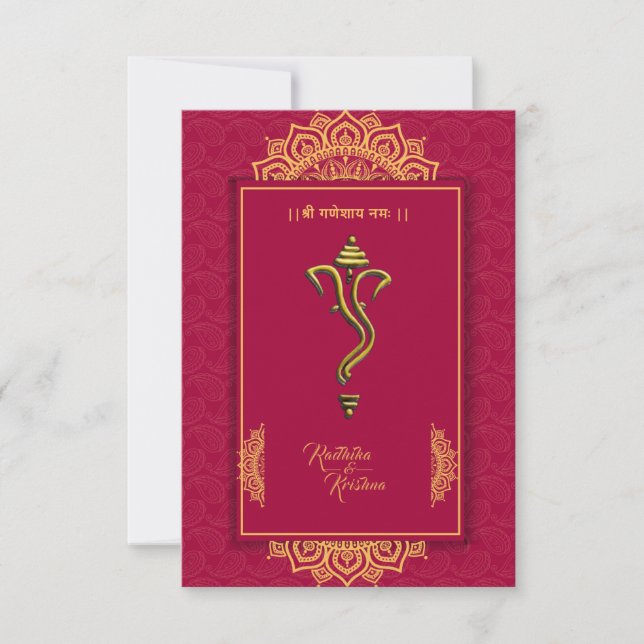 Convite para o casamento hindu na Índia (Frente)